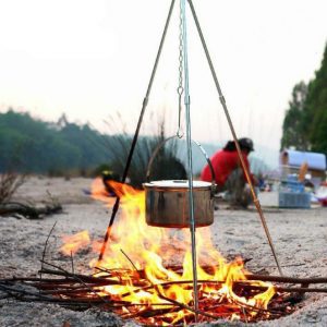 Camping outdoor campfire tripod hanging pot